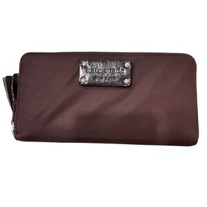 Kate Spade New York Brown Nylon‎ Zip Around Wallet Organizer preloved